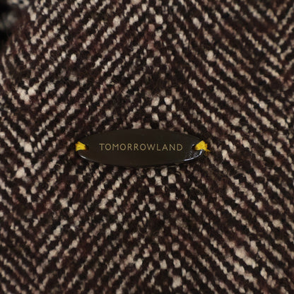 TOMORROWLAND トゥモローランド 【FERLA】 ﾌﾞﾗｳﾝ ｼﾙｸｳｰﾙ混 ﾍﾘﾝﾎﾞｰﾝ ｼﾞｬｹｯﾄ コート 50