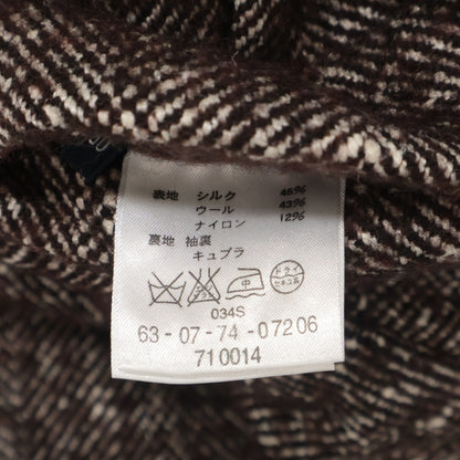 TOMORROWLAND トゥモローランド 【FERLA】 ﾌﾞﾗｳﾝ ｼﾙｸｳｰﾙ混 ﾍﾘﾝﾎﾞｰﾝ ｼﾞｬｹｯﾄ コート 50