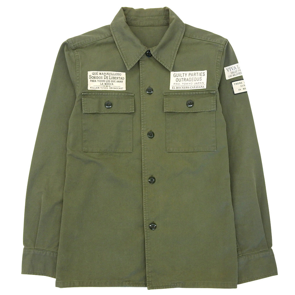 WACKO MARIA ワコマリア ミリタリーシャツ ワッペン付 開襟 トップス メンズ カーキ S トップス S