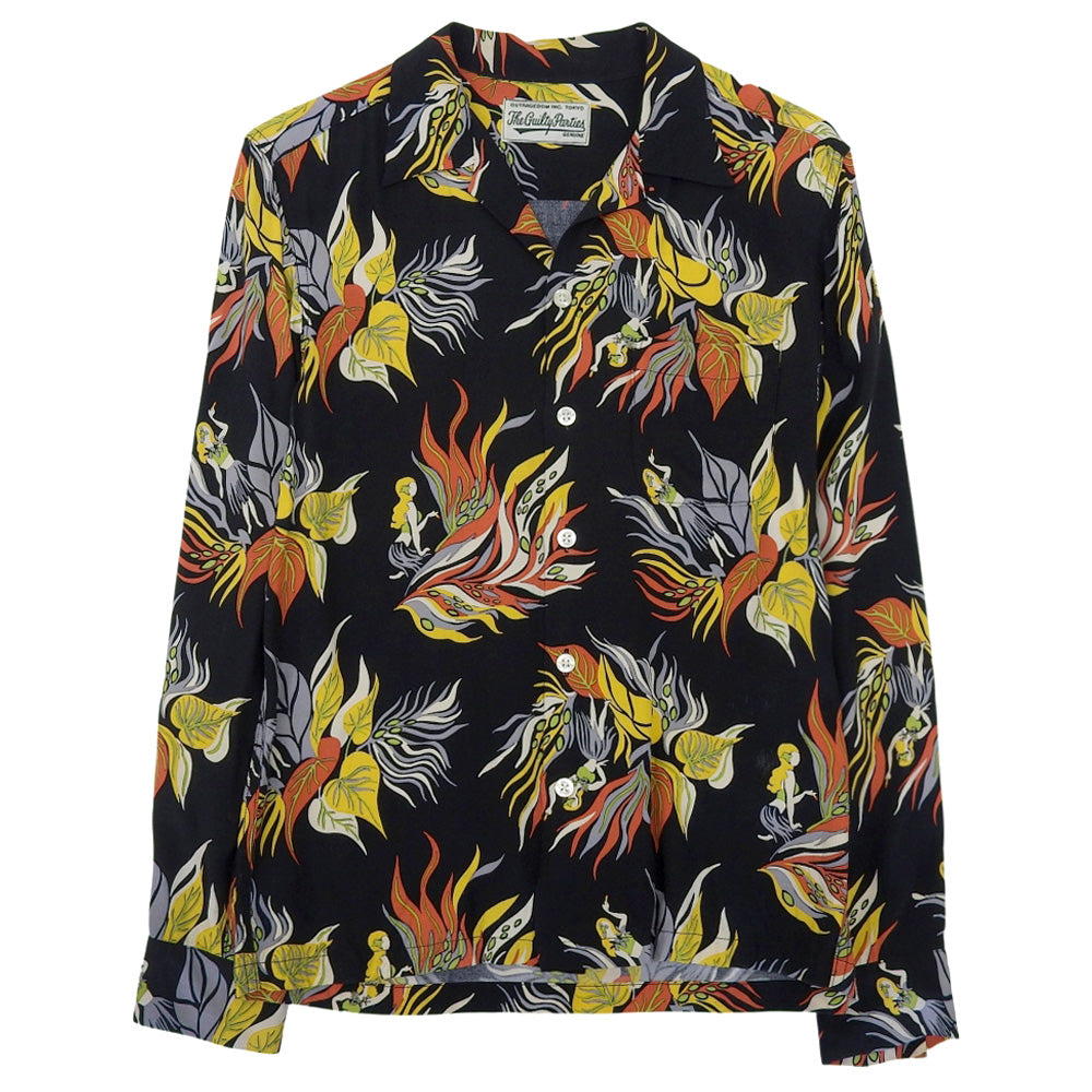 WACKO MARIA ワコマリア 美品 レーヨン アロハシャツ トップス メンズ M 黒 ブラック トップス M