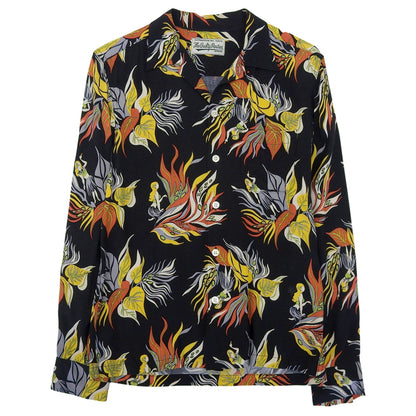 WACKO MARIA ワコマリア 美品 レーヨン アロハシャツ トップス メンズ M 黒 ブラック トップス M