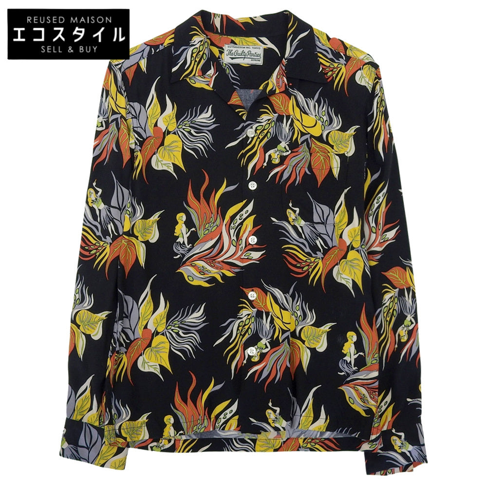 WACKO MARIA ワコマリア 美品 レーヨン アロハシャツ トップス メンズ M 黒 ブラック トップス M