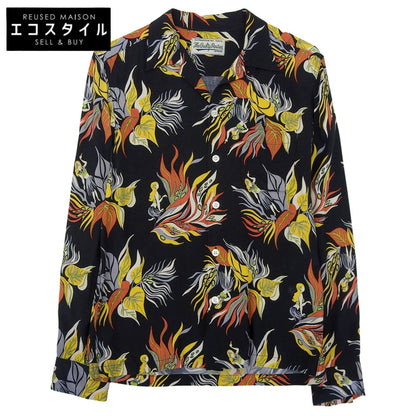 WACKO MARIA ワコマリア 美品 レーヨン アロハシャツ トップス メンズ M 黒 ブラック トップス M
