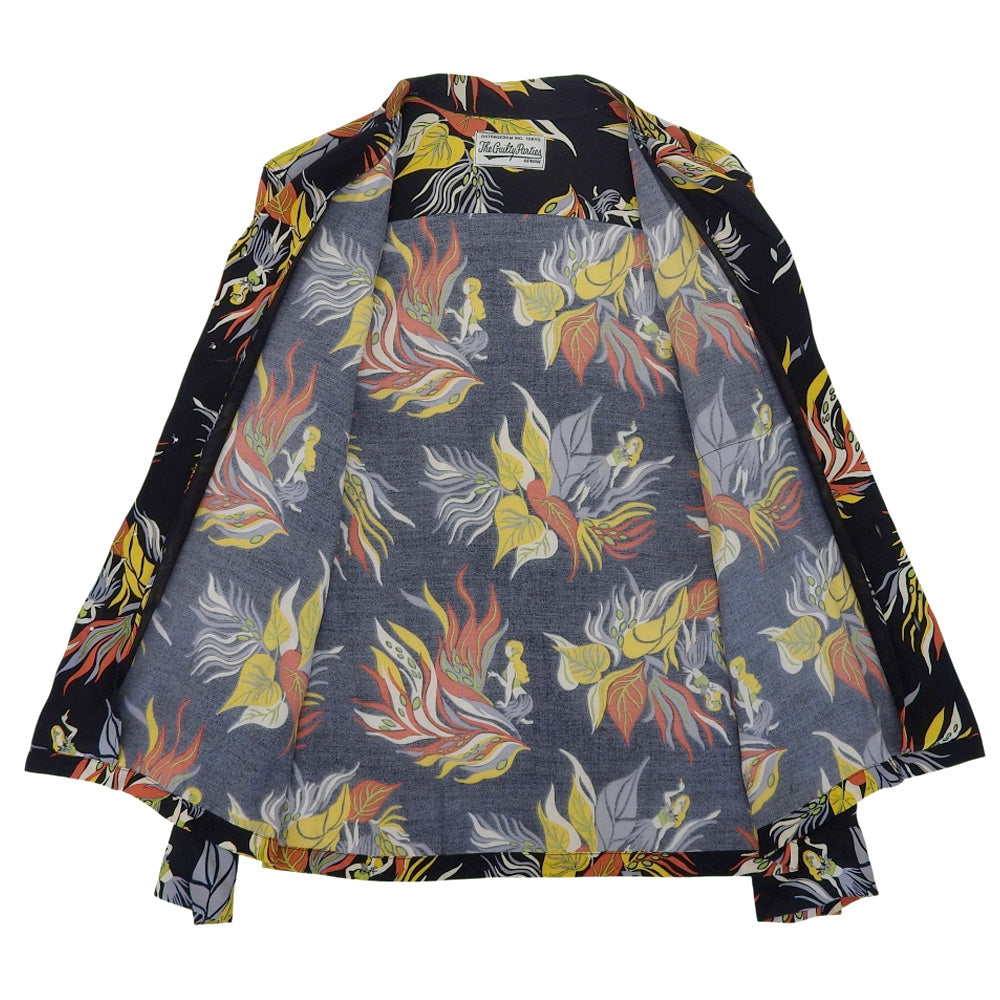 WACKO MARIA ワコマリア 美品 レーヨン アロハシャツ トップス メンズ M 黒 ブラック トップス M
