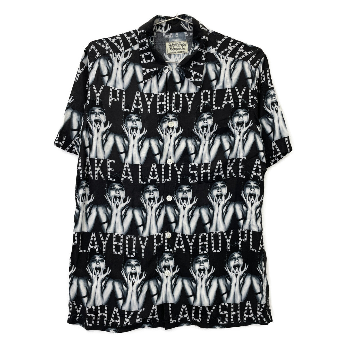 WACKO MARIA ワコマリア ×野口強 ﾌﾞﾗｯｸ ﾚｰﾖﾝ ANGELA BABY ｱﾛﾊｼｬﾂ トップス S