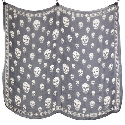 Alexander McQueen アレキサンダーマックイーン クラシック シルクシフォン スカル スカーフ