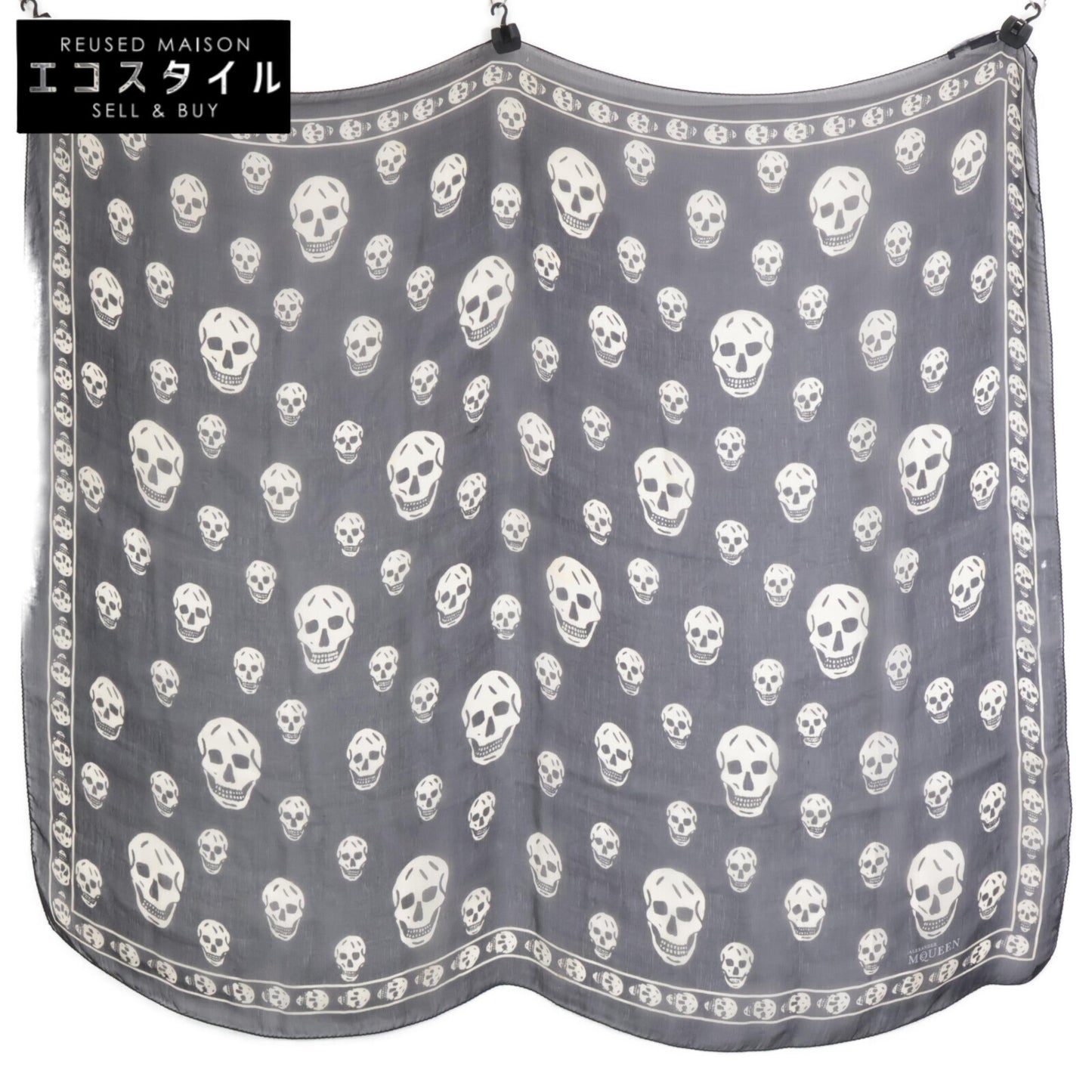 Alexander McQueen アレキサンダーマックイーン クラシック シルクシフォン スカル スカーフ