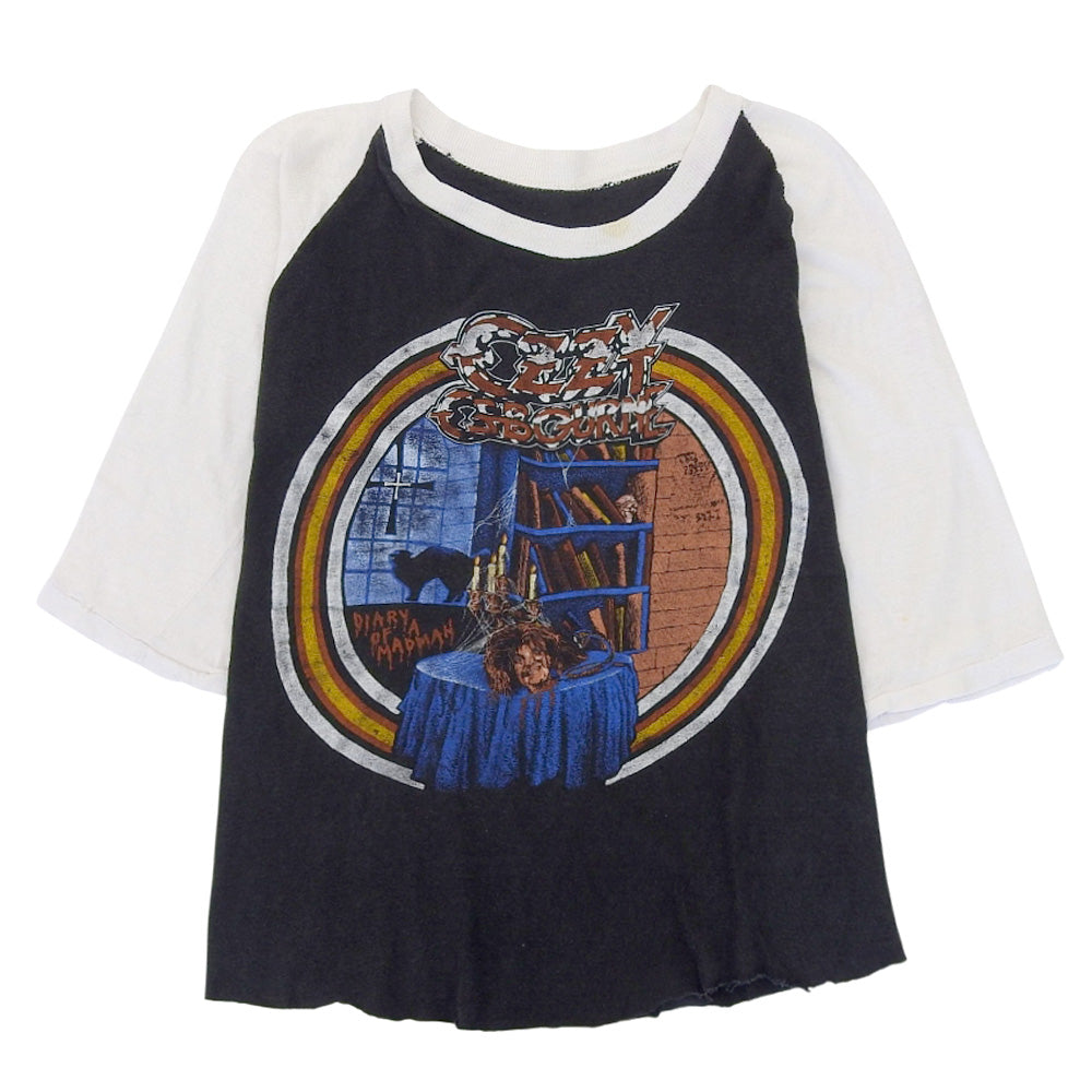 オジー・オズボーン　ラグランTシャツ トップス メンズ ブラック×ホワイト トップス ―