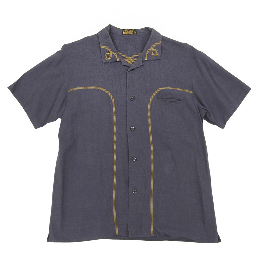 CELT&COBRA ケルトアンドコブラ 美品 エンブロイダリーライン オープンカラーシャツ トップス メンズ ダークグレー M 4SSH-05B トップス M