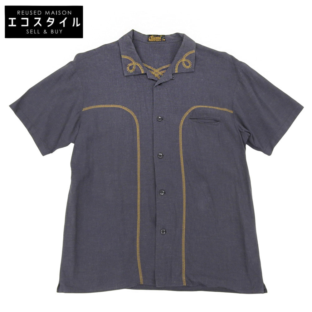 CELT&COBRA ケルトアンドコブラ 美品 エンブロイダリーライン オープンカラーシャツ トップス メンズ ダークグレー M 4SSH-05B トップス M