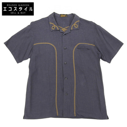 CELT&COBRA ケルトアンドコブラ 美品 エンブロイダリーライン オープンカラーシャツ トップス メンズ ダークグレー M 4SSH-05B トップス M