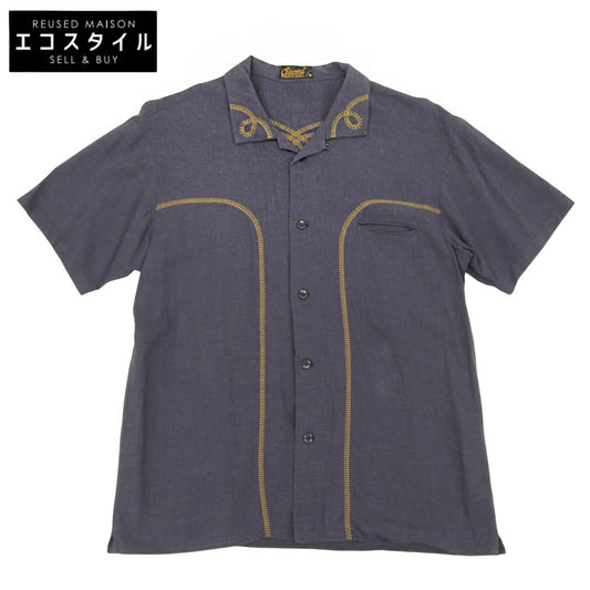 CELT&COBRA ケルトアンドコブラ 美品 エンブロイダリーライン オープンカラーシャツ トップス メンズ ダークグレー M 4SSH-05B トップス M