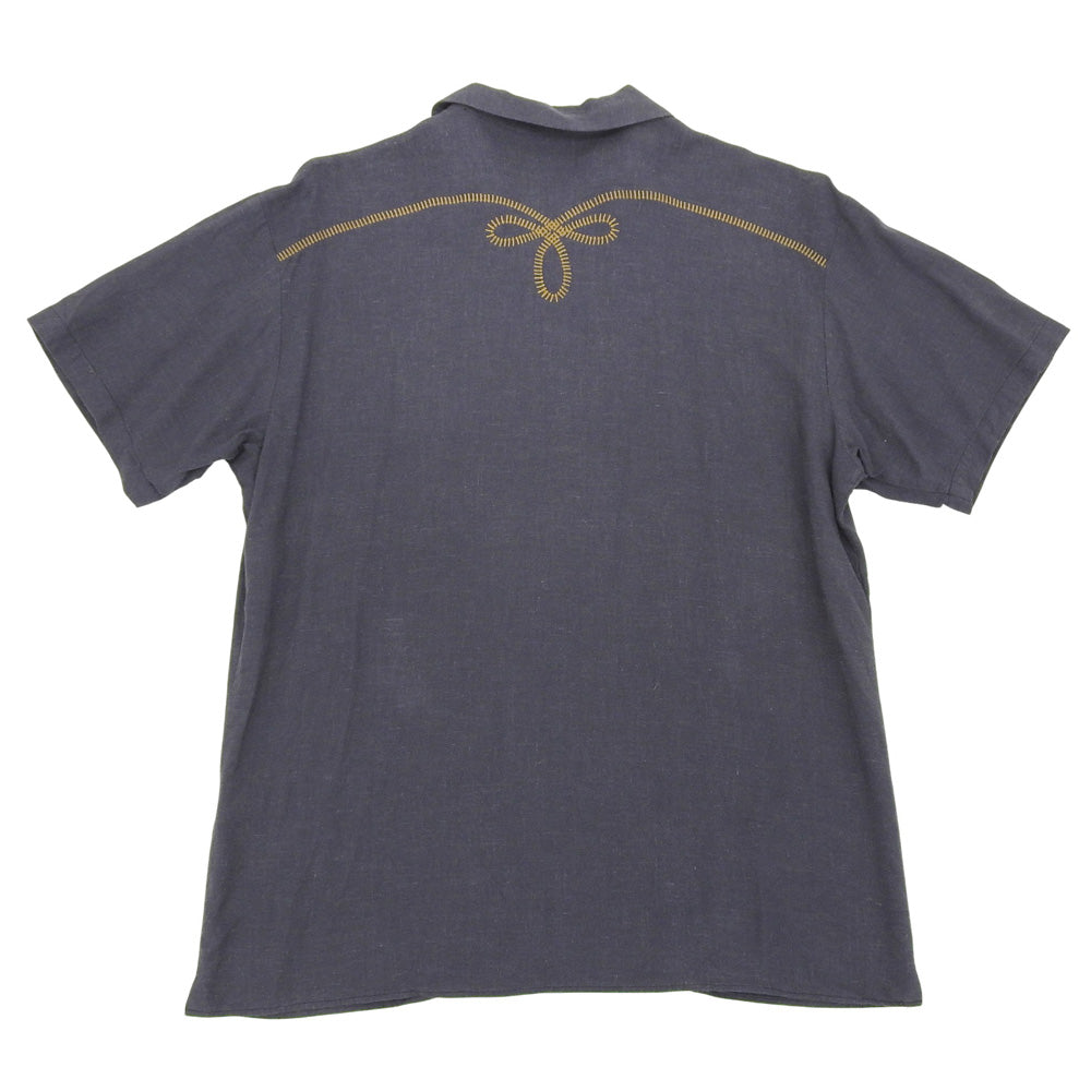 CELT&COBRA ケルトアンドコブラ 美品 エンブロイダリーライン オープンカラーシャツ トップス メンズ ダークグレー M 4SSH-05B トップス M