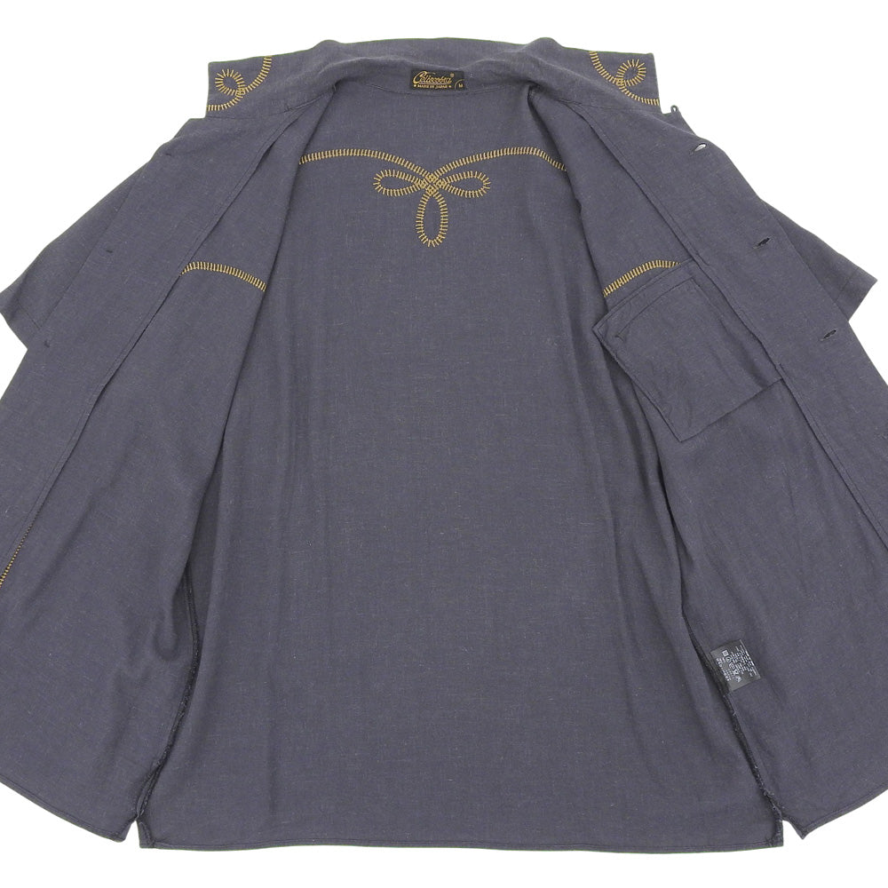 CELT&COBRA ケルトアンドコブラ 美品 エンブロイダリーライン オープンカラーシャツ トップス メンズ ダークグレー M 4SSH-05B トップス M