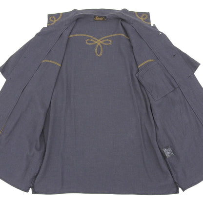 CELT&COBRA ケルトアンドコブラ 美品 エンブロイダリーライン オープンカラーシャツ トップス メンズ ダークグレー M 4SSH-05B トップス M