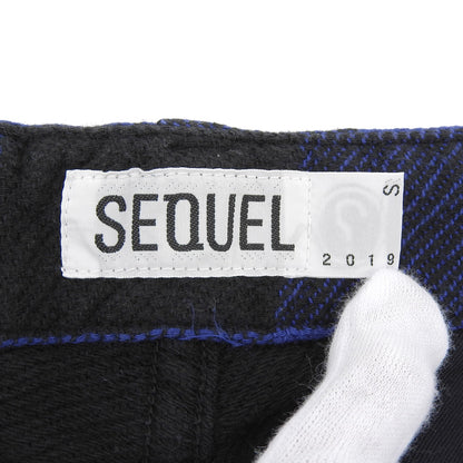 SEQUEL シークエル 美品 コットン チェック ハーフパンツ ボトムス メンズ ブルー×ブラック S ボトムス S