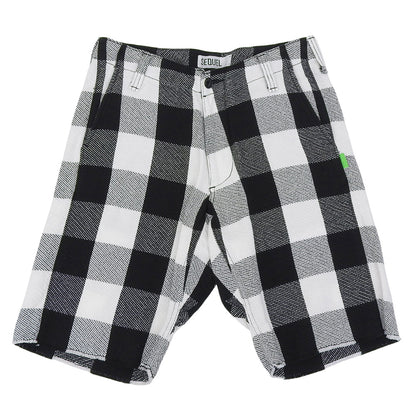 SEQUEL シークエル 美品 コットン チェック ハーフパンツ ボトムス メンズ ホワイト×ブラック S ボトムス S
