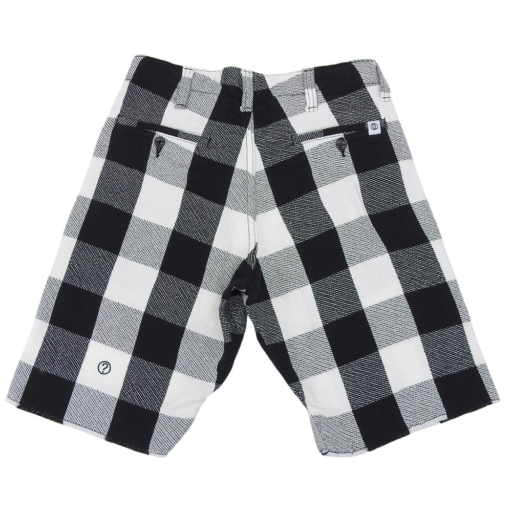 SEQUEL シークエル 美品 コットン チェック ハーフパンツ ボトムス メンズ ホワイト×ブラック S ボトムス S