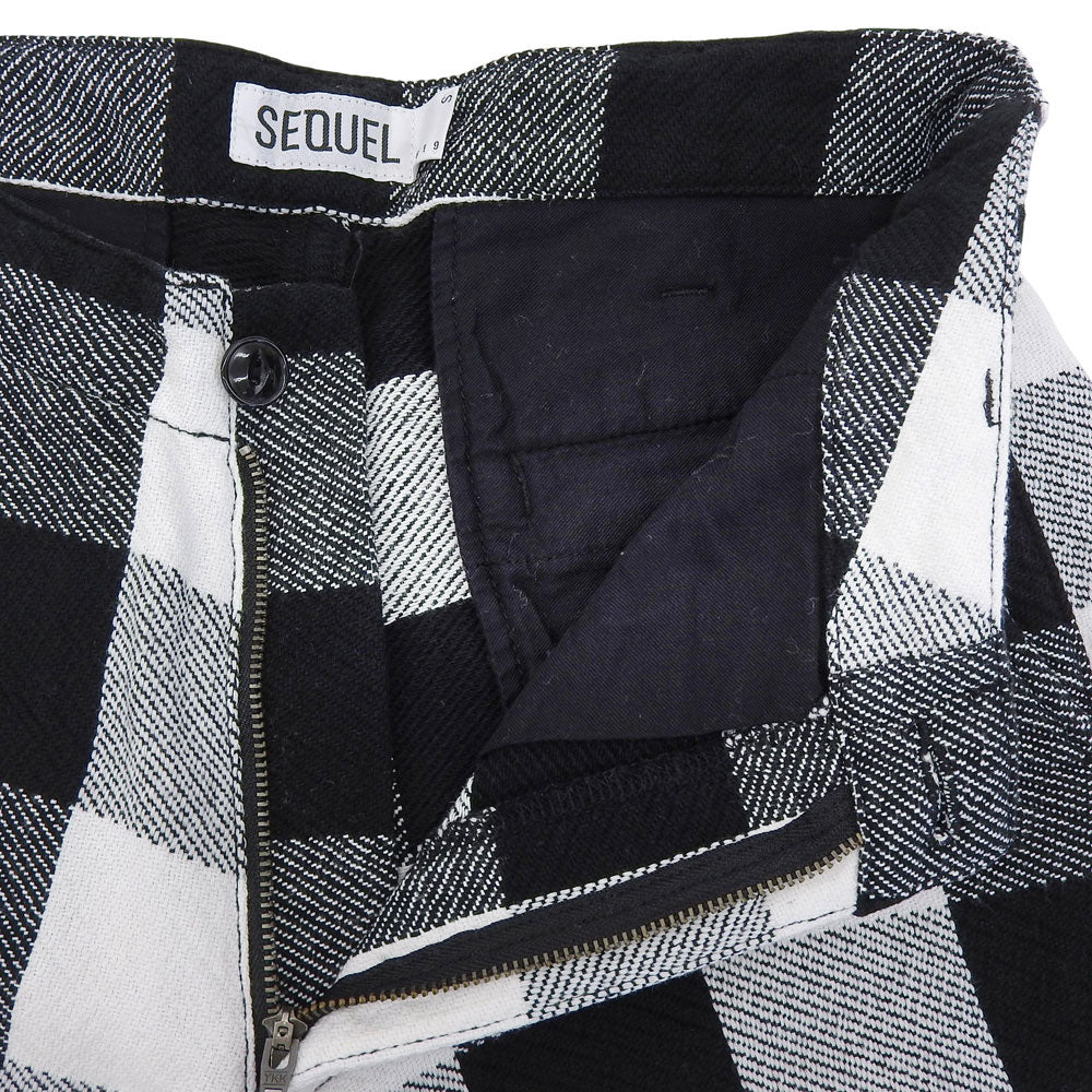 SEQUEL シークエル 美品 コットン チェック ハーフパンツ ボトムス メンズ ホワイト×ブラック S ボトムス S