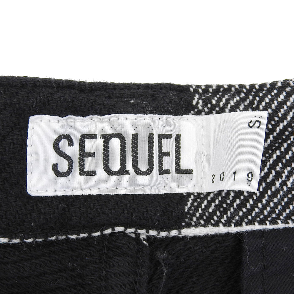 SEQUEL シークエル 美品 コットン チェック ハーフパンツ ボトムス メンズ ホワイト×ブラック S ボトムス S