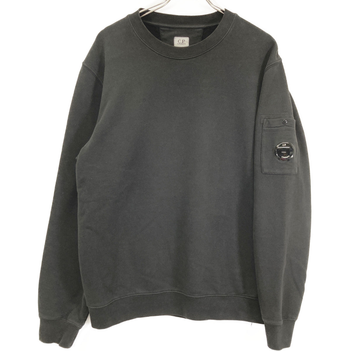 C.P.COMPANY シーピーカンパニー ﾌﾞﾗｯｸ 13CMSS008A ｸﾙｰﾈｯｸ 起毛ﾏﾝﾂｰﾏﾝ ｽｳｪｯﾄ トップス L