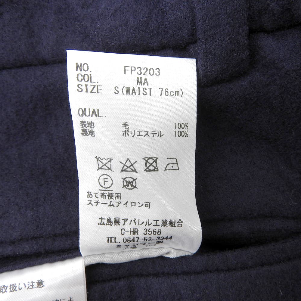 UNIVERSAL LANGUAGE ユニバーサルランゲージ 新品同様 ウール パンツ ボトムス メンズ ネイビー S FP3203 ボトムス S