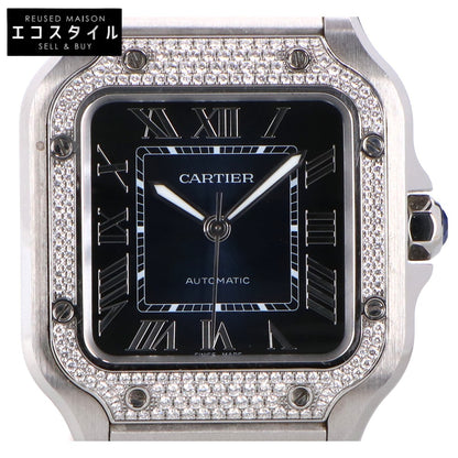 Cartier カルティエ 美品 W4SA0006 サントス ドゥ カルティエ MM ダイヤモンドベゼル 自動巻き 腕時計