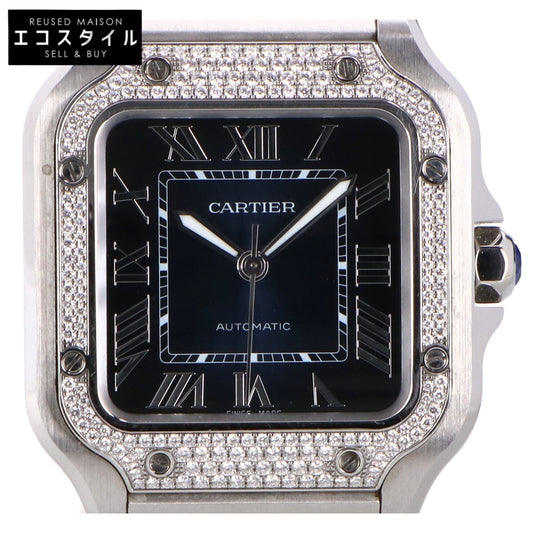 Cartier カルティエ 美品 W4SA0006 サントス ドゥ カルティエ MM ダイヤモンドベゼル 自動巻き 腕時計