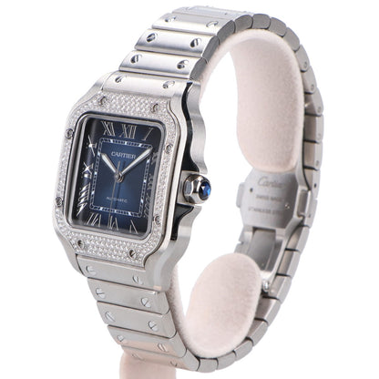 Cartier カルティエ 美品 W4SA0006 サントス ドゥ カルティエ MM ダイヤモンドベゼル 自動巻き 腕時計