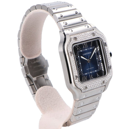 Cartier カルティエ 美品 W4SA0006 サントス ドゥ カルティエ MM ダイヤモンドベゼル 自動巻き 腕時計