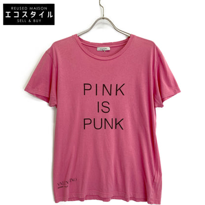 VALENTINO ヴァレンティノ PINK IS PUNK ﾀﾞﾒｰｼﾞ加工 ﾌﾟﾘﾝﾄ Tｼｬﾂ トップス S