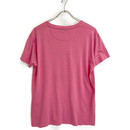 VALENTINO ヴァレンティノ PINK IS PUNK ﾀﾞﾒｰｼﾞ加工 ﾌﾟﾘﾝﾄ Tｼｬﾂ トップス S