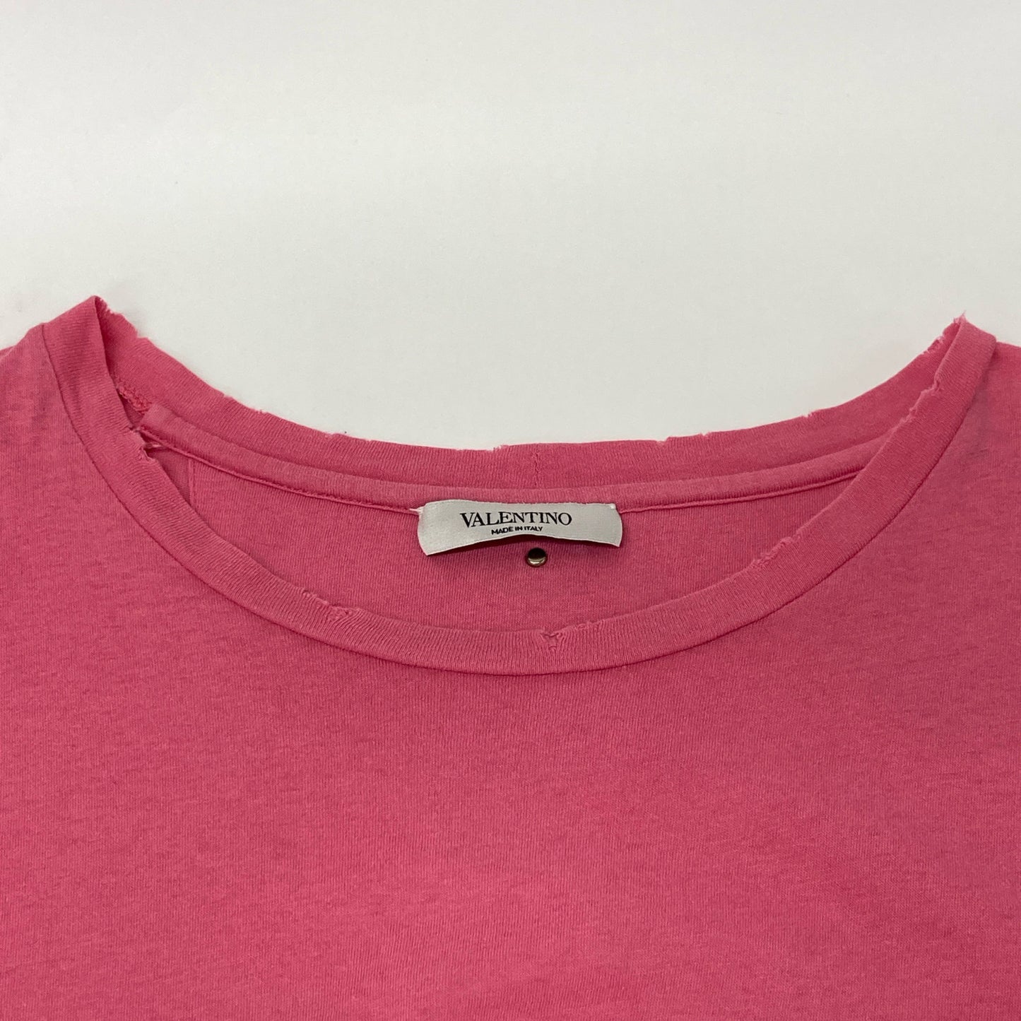 VALENTINO ヴァレンティノ PINK IS PUNK ﾀﾞﾒｰｼﾞ加工 ﾌﾟﾘﾝﾄ Tｼｬﾂ トップス S