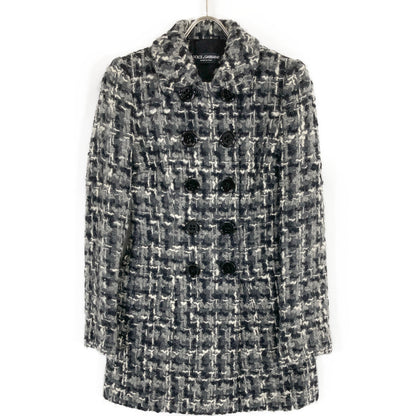 DOLCE&GABBANA ドルチェアンドガッバーナ 【美品/国内正規】F0Q16T ツイード ダブルブレスト コート 40