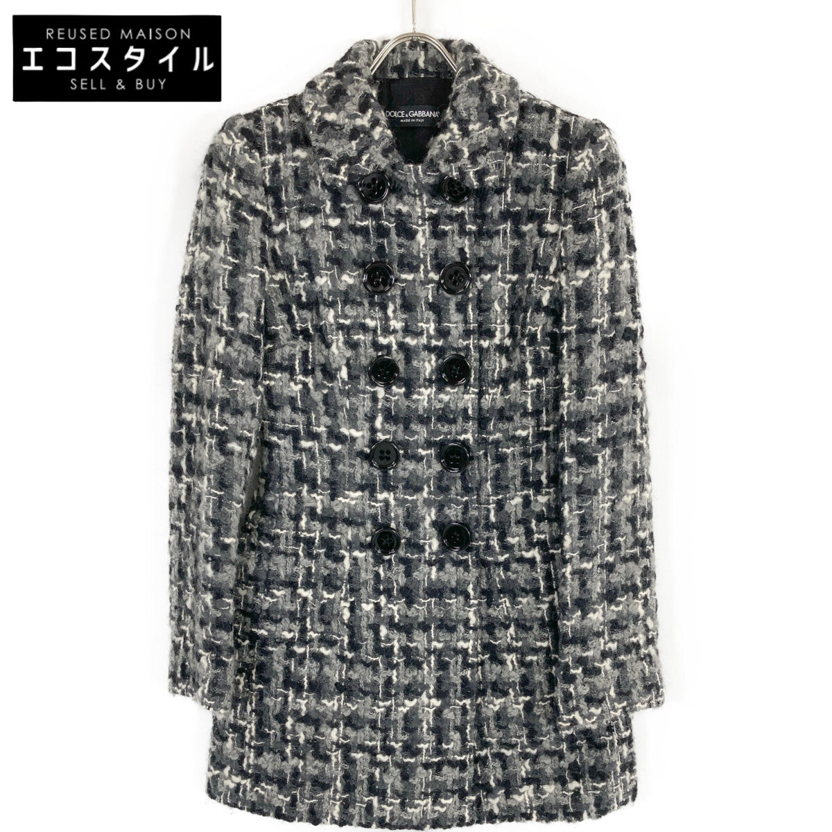 DOLCE&GABBANA ドルチェアンドガッバーナ 【美品/国内正規】F0Q16T ツイード ダブルブレスト コート 40