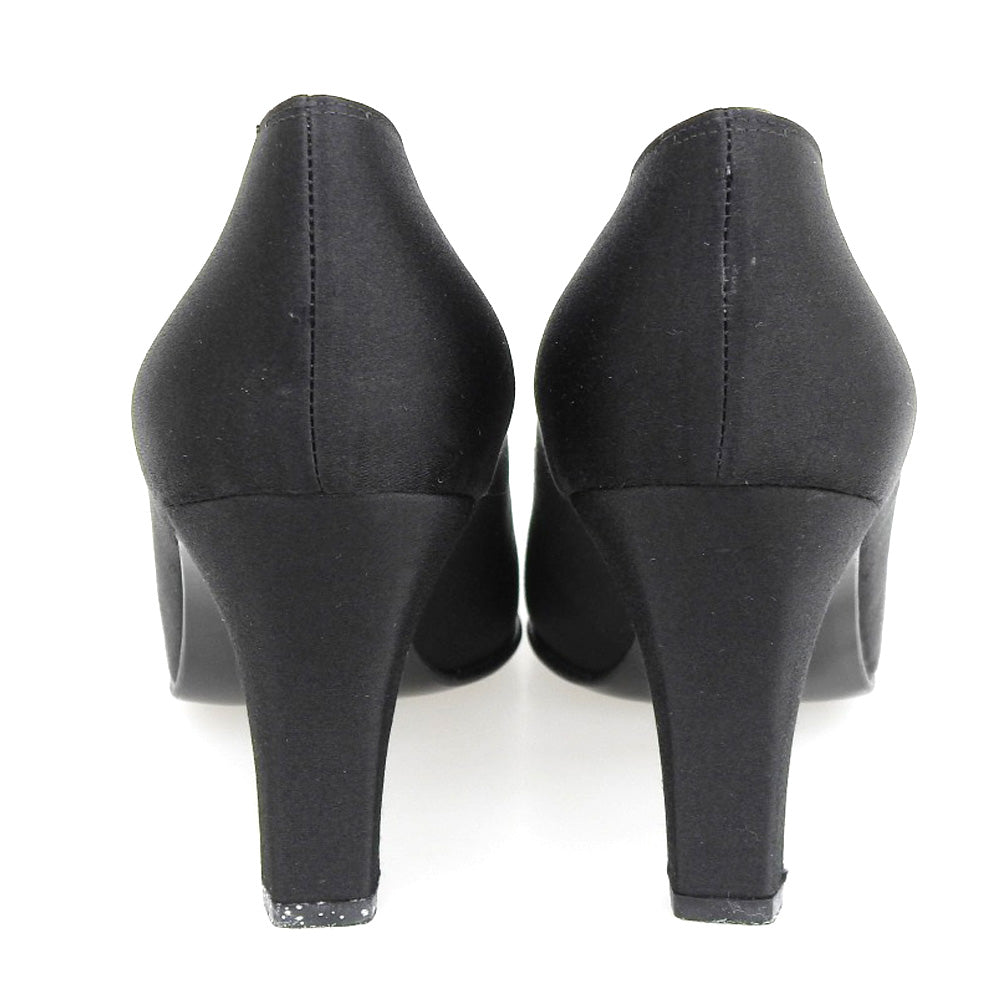 Salvatore Ferragamo サルヴァトーレフェラガモ 美品 サテン パンプス レディース ブラック 5 シューズ 5