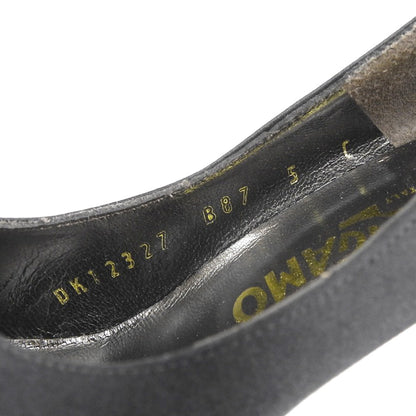 Salvatore Ferragamo サルヴァトーレフェラガモ 美品 サテン パンプス レディース ブラック 5 シューズ 5