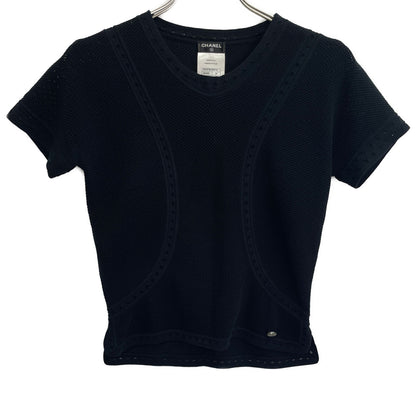 CHANEL シャネル ブラック P51172 コットンニットTシャツ トップス 34