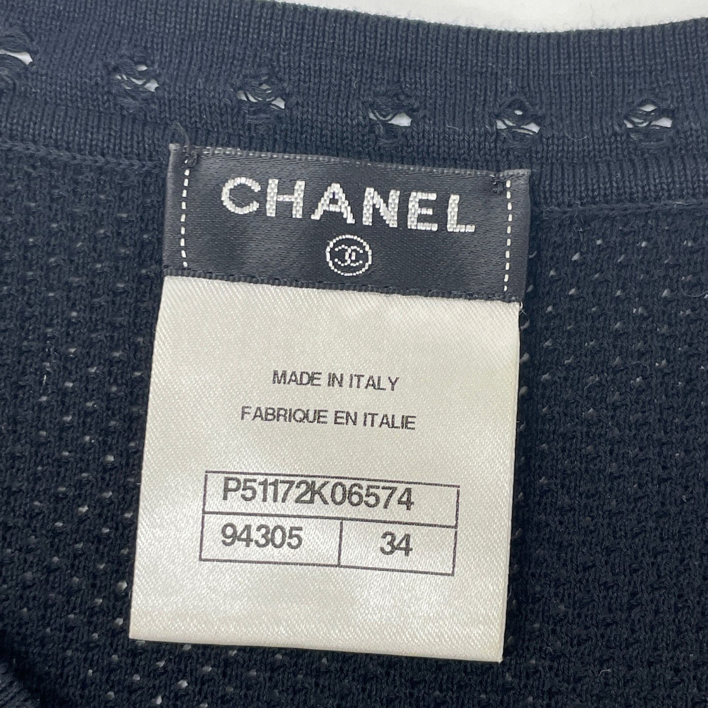 CHANEL シャネル ブラック P51172 コットンニットTシャツ トップス 34