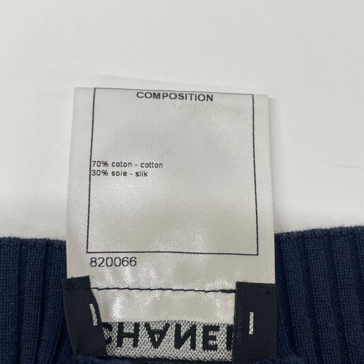 CHANEL シャネル ネイビー×ホワイト P53627 半袖ニットカットソー トップス 34