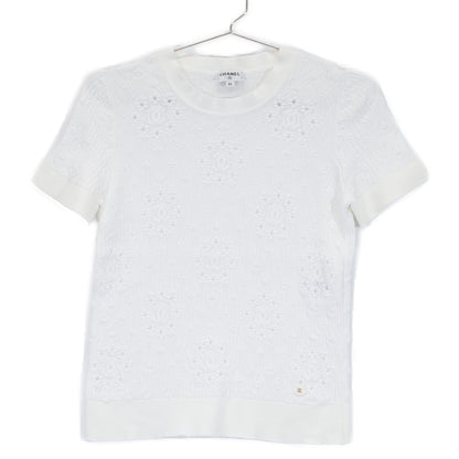 CHANEL シャネル 【国内正規】P62875K48458 ココマークプレート付 ショートスリーブ ニットセーター/ トップス 34