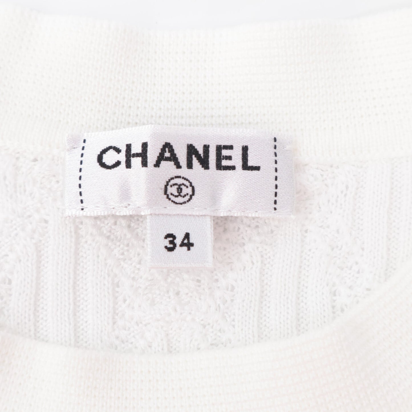 CHANEL シャネル 【国内正規】P62875K48458 ココマークプレート付 ショートスリーブ ニットセーター/ トップス 34