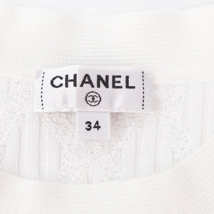 CHANEL シャネル 【国内正規】P62875K48458 ココマークプレート付 ショートスリーブ ニットセーター/ トップス 34