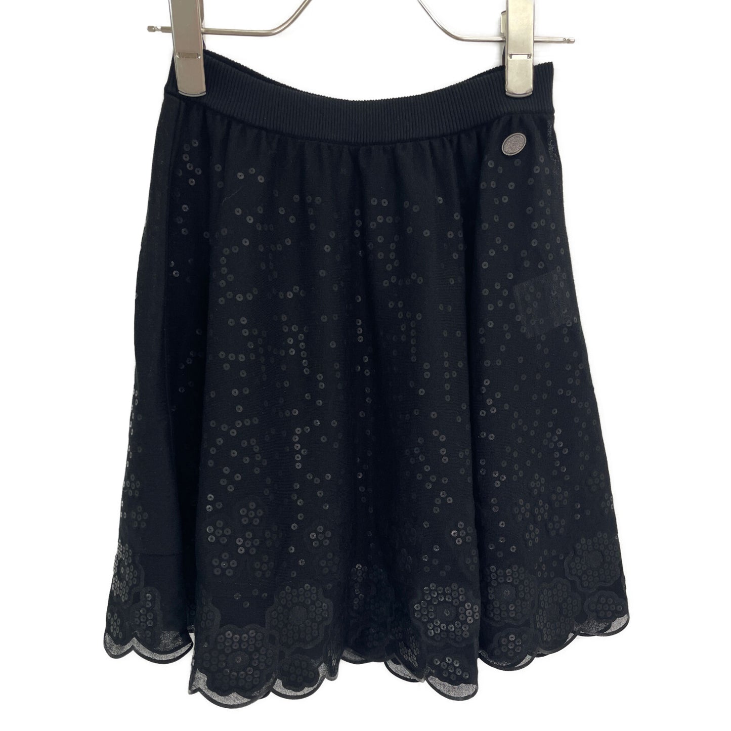 CHANEL シャネル ブラック P56206K07337 スパンコールスカート スカート 38