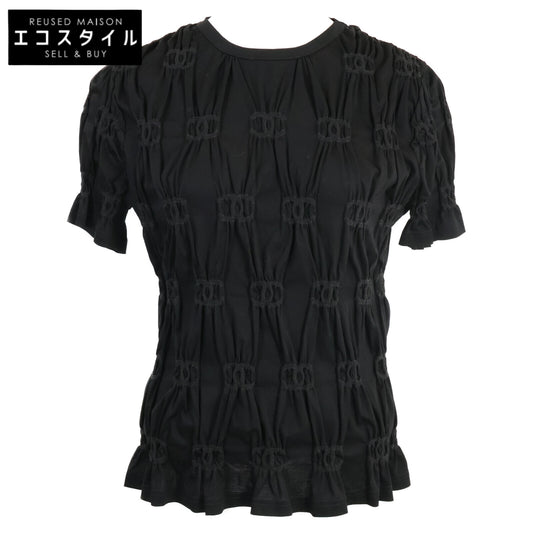 CHANEL シャネル 【美品/国内正規/22年製】P71037K10173 クルーズ ココマーク シャーリング 半袖カットソー/ トップス XS