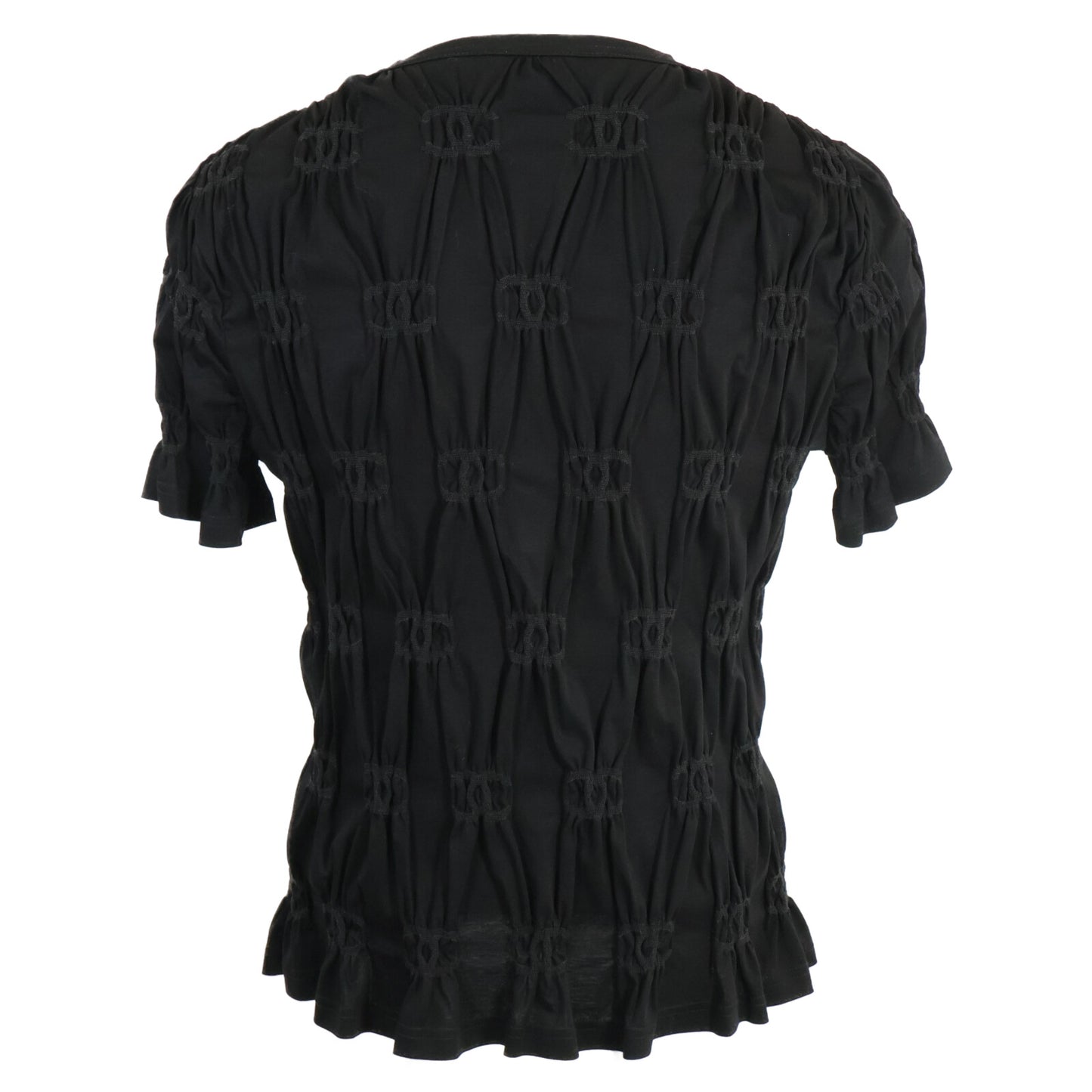 CHANEL シャネル 【美品/国内正規/22年製】P71037K10173 クルーズ ココマーク シャーリング 半袖カットソー/ トップス XS