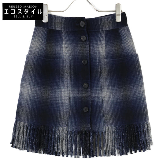 Christian Dior クリスチャンディオール ブルー チェックウールスカート　050J40A1285 スカート 34