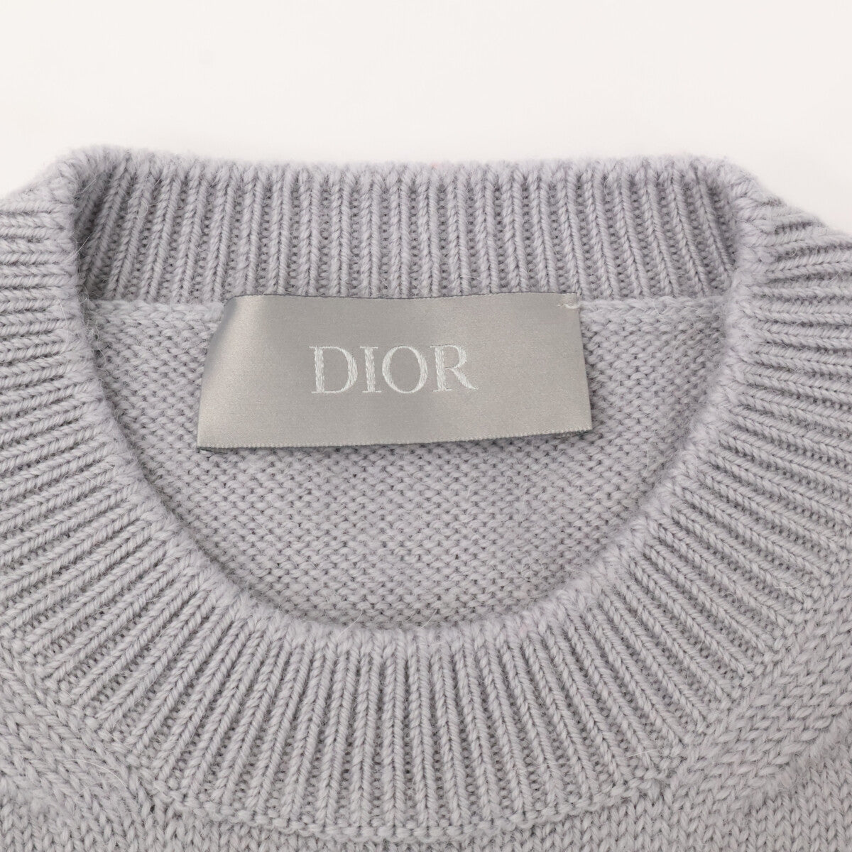 DIOR ディオール ｸﾞﾚｰ ｳｰﾙ×ｱﾙﾊﾟｶ ﾆｯﾄ トップス L