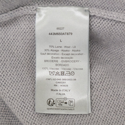 DIOR ディオール ｸﾞﾚｰ ｳｰﾙ×ｱﾙﾊﾟｶ ﾆｯﾄ トップス L