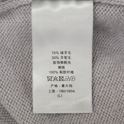 DIOR ディオール ｸﾞﾚｰ ｳｰﾙ×ｱﾙﾊﾟｶ ﾆｯﾄ トップス L